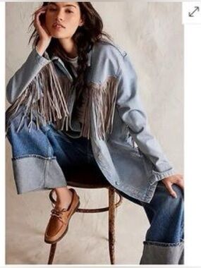 We The Free Fringe Out Denim Shacket